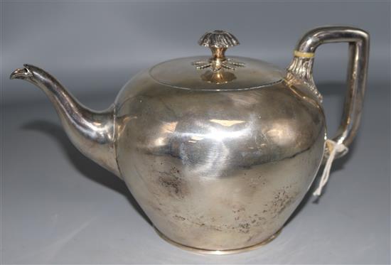 A Victorian silver globular teapot by Joseph & John Angell, gross 19 oz.